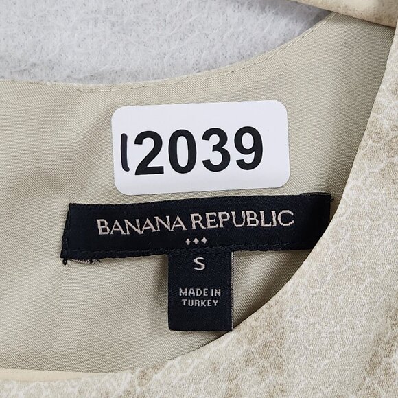 Banana Republic Dress Womens Small Cream Snakeskin Print Ruffle Lightweight - Picture 8 of 11